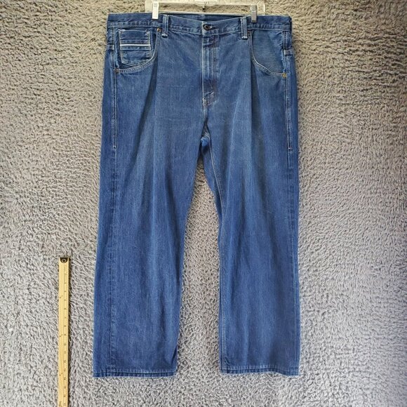 Levis Jeans Mens 42x32 Blue 569 Loose Straight Fit Denim Button Flap Pockets - Picture 5 of 12